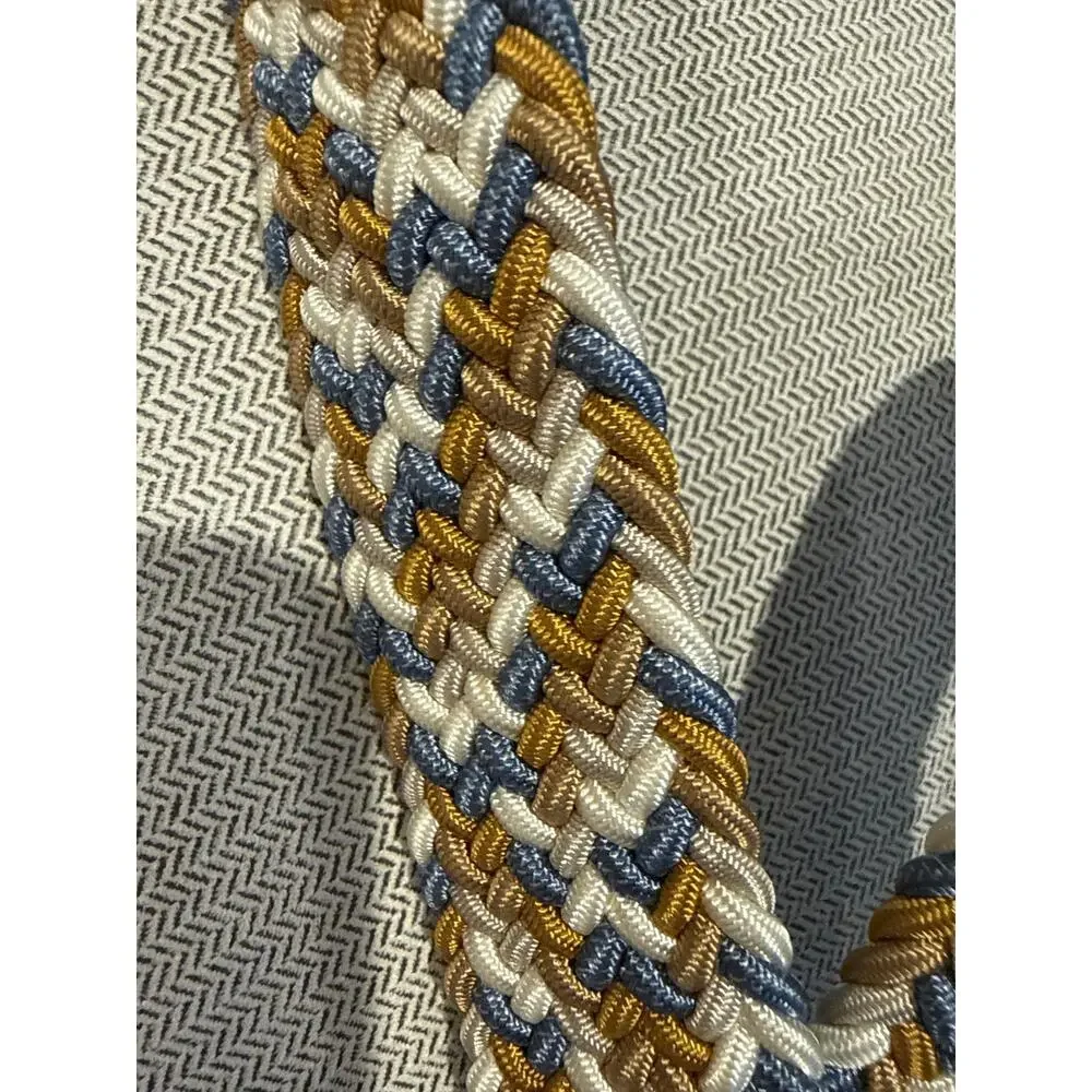 Beltology Woven Braided Belt 38 Silver Tone buckle and Leather Accents